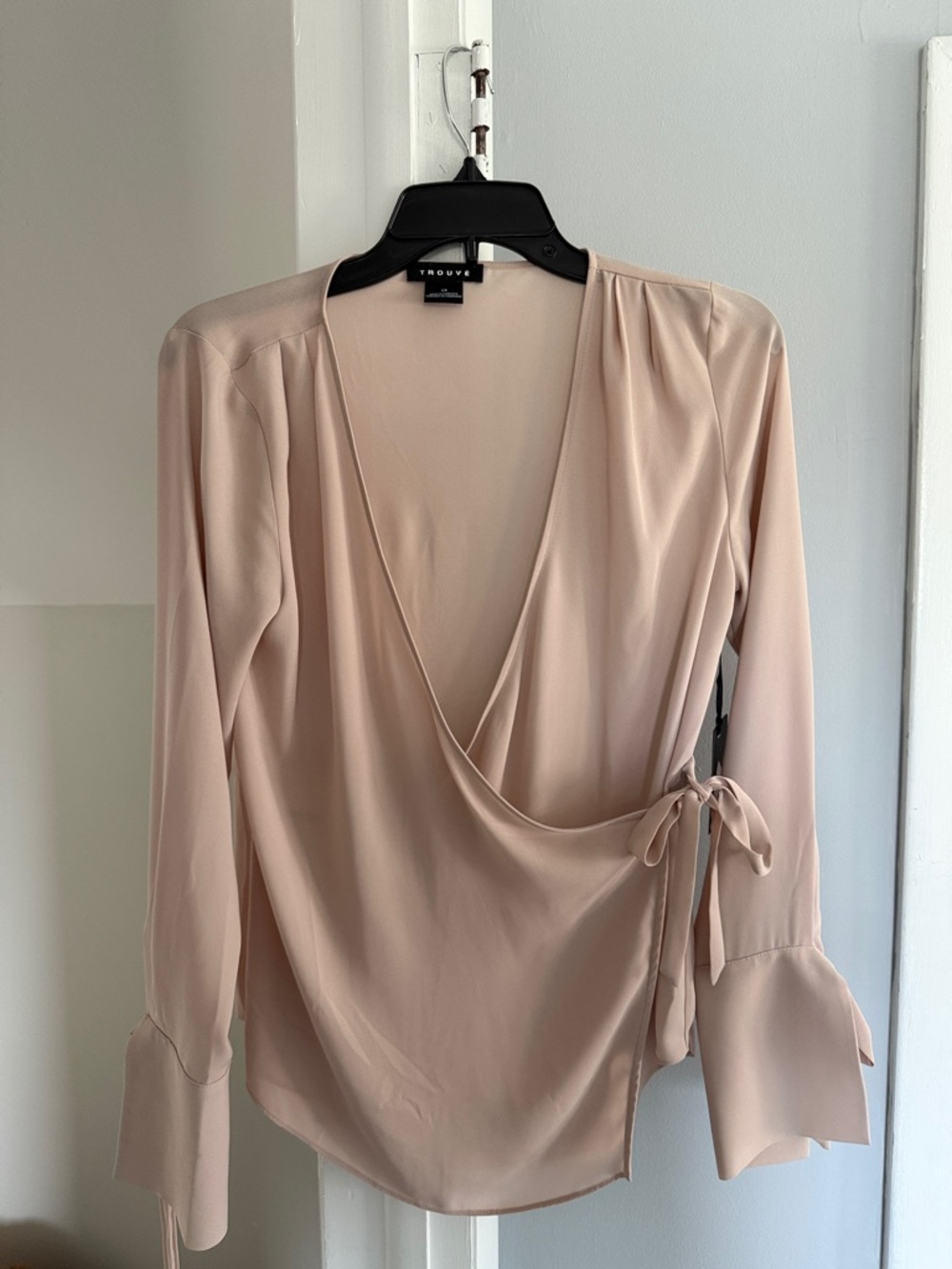 Trouvé Blush Pink Satin Wrap Blouse